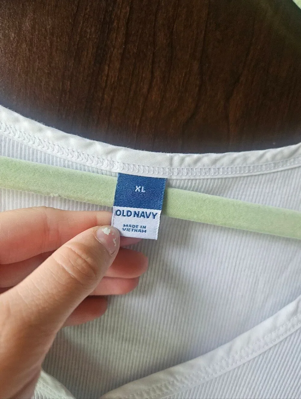 Old Navy White Puff Sleeve Henley Top Size XL